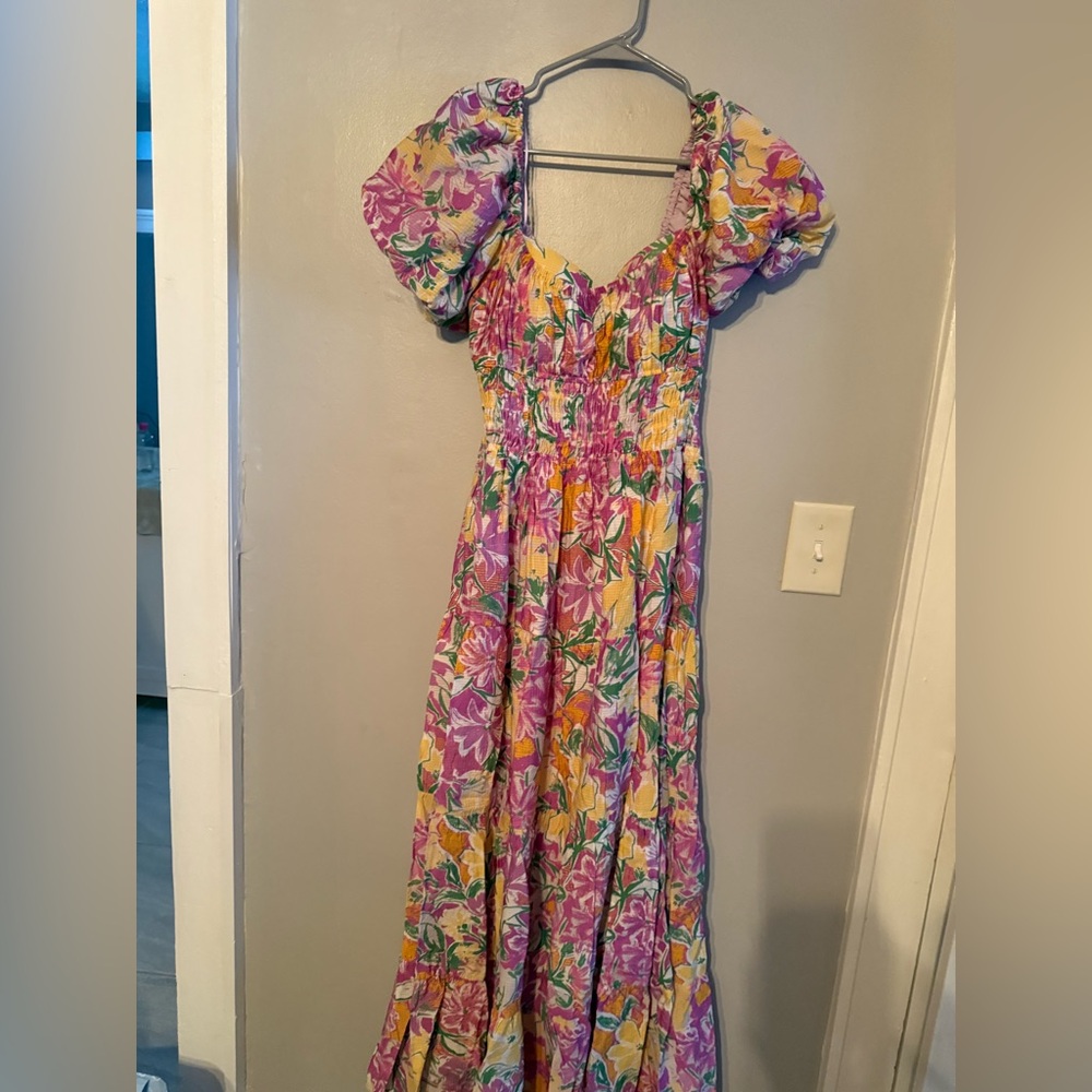 ASTR Floral Puff Sleeve Maxi Dress